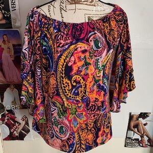 Vince Camuto Multicolor Paisley Off-Shoulder Blouse